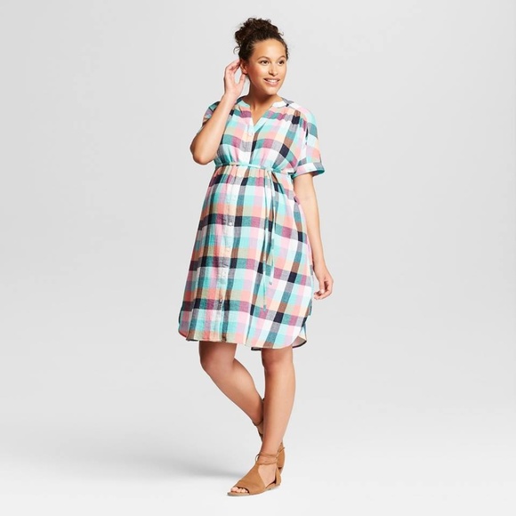 Isabel Maternity by Ingrid & Isabel Dresses & Skirts - Maternity Dolman Tie Waist Shirt Dress  #59-9